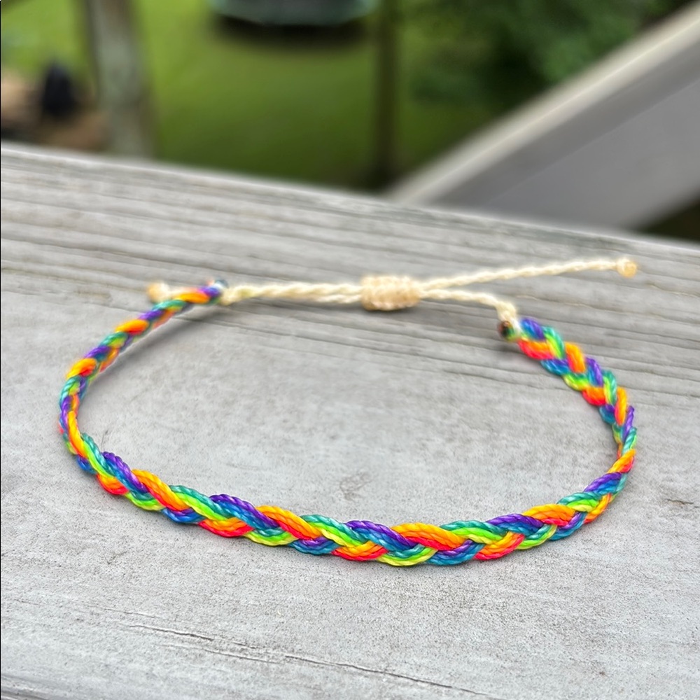 OVERSIZED Adjustable Braided Friendship Waxed Cord Waterproof Bracelet Rainbow 🌈